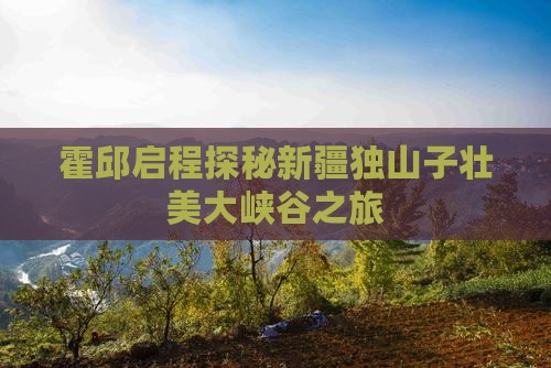 霍邱启程探秘新疆独山子壮美大峡谷之旅