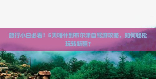 旅行小白必看！5天喀什到布尔津自驾游攻略，如何轻松玩转新疆？