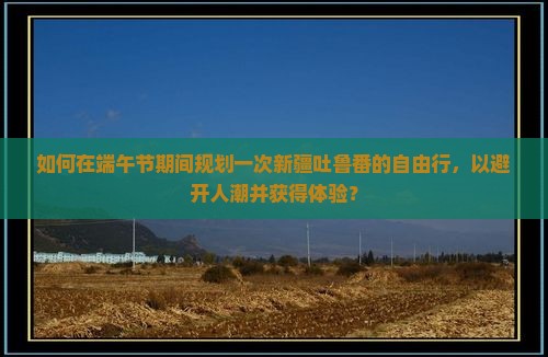 如何在端午节期间规划一次新疆吐鲁番的自由行，以避开人潮并获得体验？
