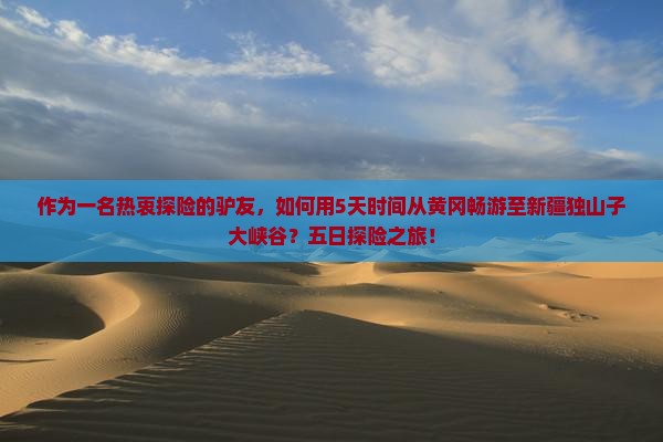 作为一名热衷探险的驴友，如何用5天时间从黄冈畅游至新疆独山子大峡谷？五日探险之旅！