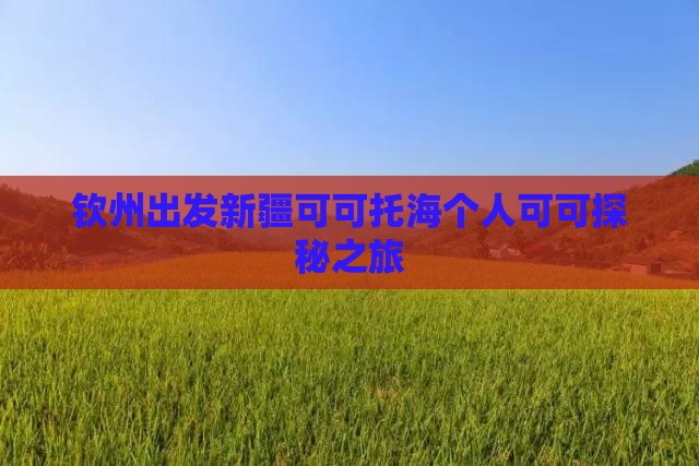 钦州出发新疆可可托海个人可可探秘之旅