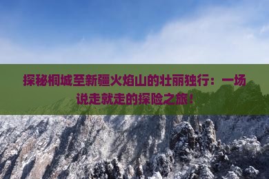探秘桐城至新疆火焰山的壮丽独行：一场说走就走的探险之旅！