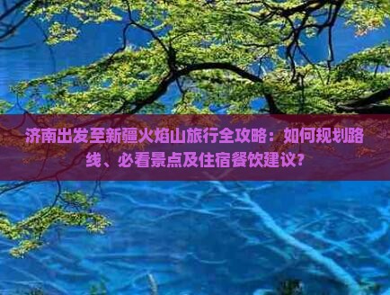 济南到新疆火焰山攻略
