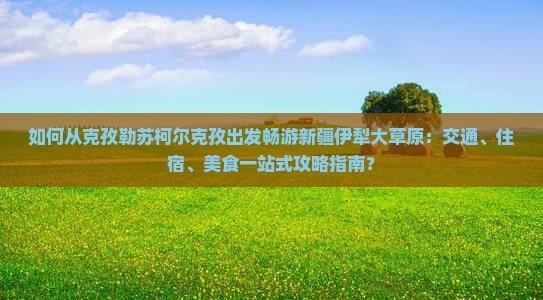 克孜勒苏柯尔克孜到新疆伊犁大草原攻略