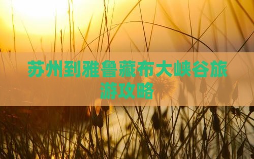 苏州到雅鲁藏布大峡谷旅游攻略