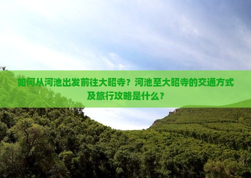 如何从河池出发前往大昭寺？河池至大昭寺的交通方式及旅行攻略是什么？