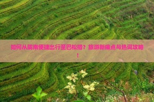 如何从陇南便捷出行至巴松措？旅游新痛点与热词攻略！