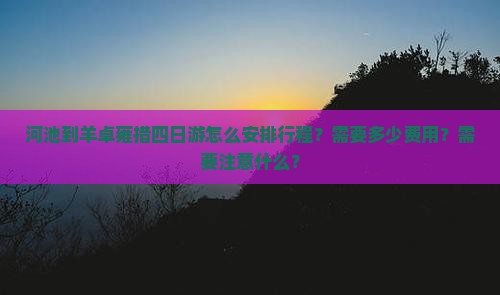 河池到羊卓雍措四日游怎么安排行程？需要多少费用？需要注意什么？