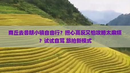 商丘去鲁朗小镇自由行？担心高反又怕攻略太麻烦？试试自驾+旅拍新模式