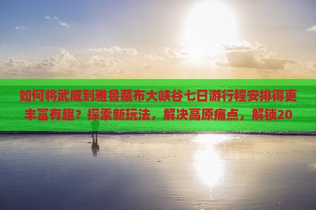 如何将武威到雅鲁藏布大峡谷七日游行程安排得更丰富有趣？探索新玩法，解决高原痛点，解锁2023旅行热词！