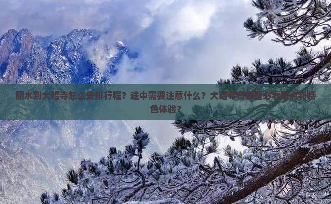 丽水到大昭寺怎么安排行程？途中需要注意什么？大昭寺有哪些必看景点和特色体验？