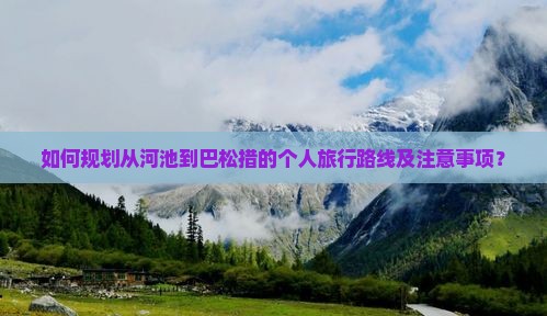 如何规划从河池到巴松措的个人旅行路线及注意事项？