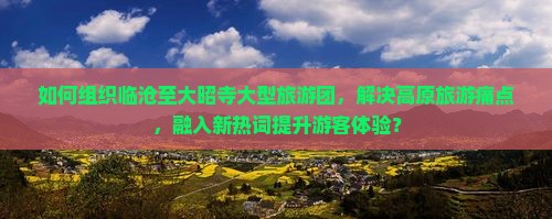 如何组织临沧至大昭寺大型旅游团，解决高原旅游痛点，融入新热词提升游客体验？