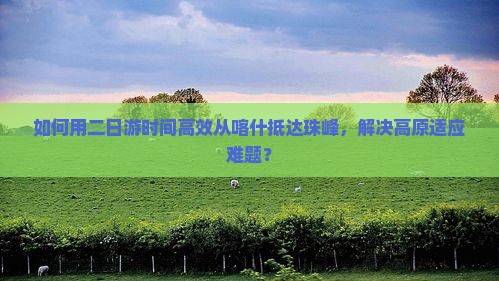 如何用二日游时间高效从喀什抵达珠峰，解决高原适应难题？