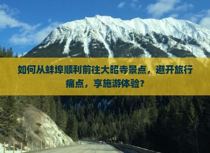 如何从蚌埠顺利前往大昭寺景点，避开旅行痛点，享施游体验？