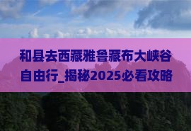 和县去西藏雅鲁藏布大峡谷自由行