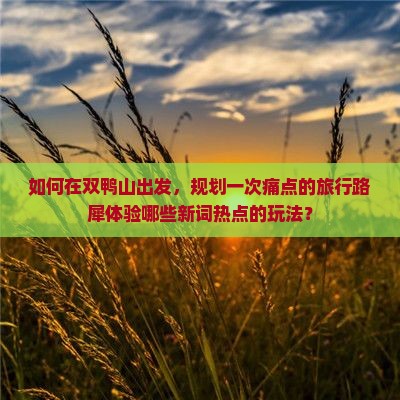 如何在双鸭山出发，规划一次痛点的旅行路犀体验哪些新词热点的玩法？
