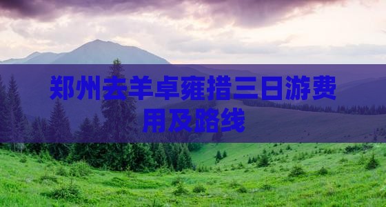 郑州去羊卓雍措三日游费用及路线