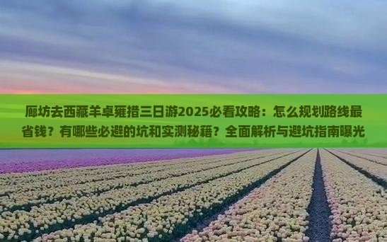 廊坊去西藏羊卓雍措三日游