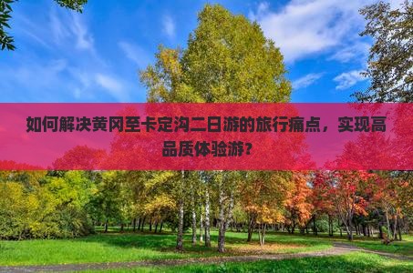 如何解决黄冈至卡定沟二日游的旅行痛点，实现高品质体验游？