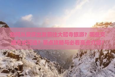 如何从安庆出发前往大昭寺旅游？哪些交通方式可选？景点攻略与必看亮点介绍？