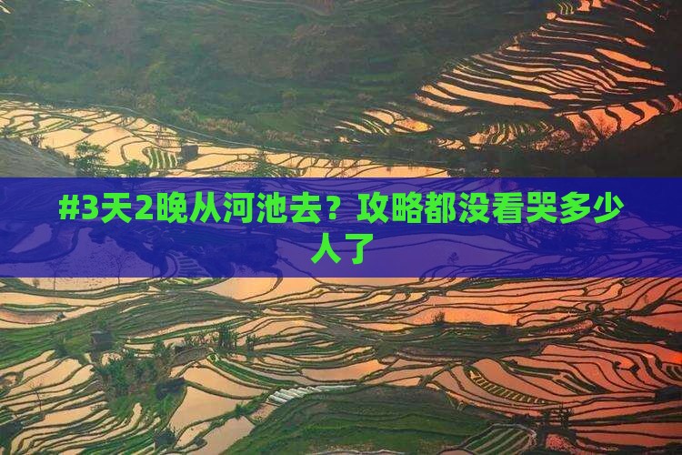 #3天2晚从河池去？攻略都没看哭多少人了