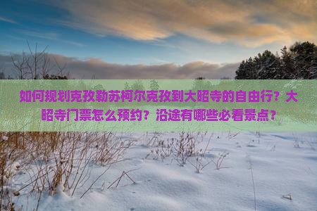 如何规划克孜勒苏柯尔克孜到大昭寺的自由行？大昭寺门票怎么预约？沿途有哪些必看景点？