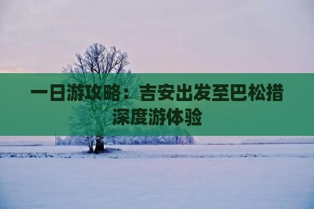 一日游攻略：吉安出发至巴松措深度游体验