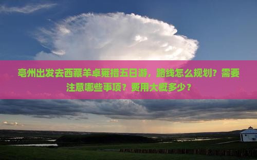 亳州去西藏羊卓雍措五日游