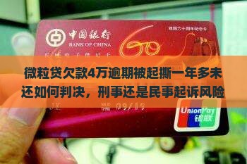 微粒贷欠款4万逾期被起撕一年多未还如何判决，刑事还是民事起诉风险