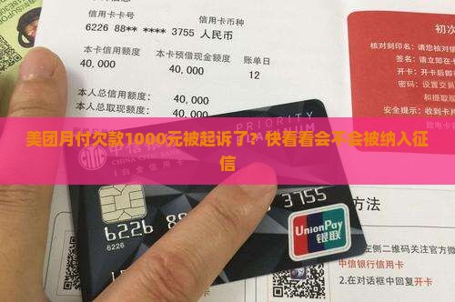 美团月付欠款1000元被起诉了？快看看会不会被纳入征信