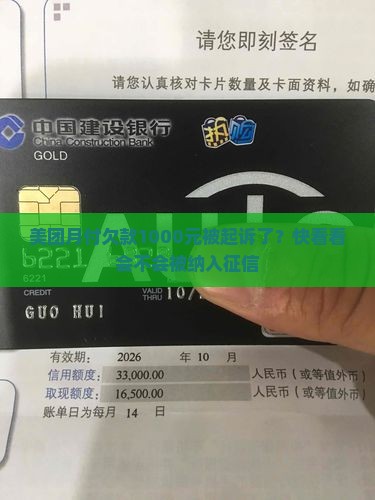 美团月付欠款1000元被起诉了？快看看会不会被纳入征信