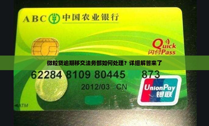 微粒贷逾期移交法务部如何处理？详细解答来了