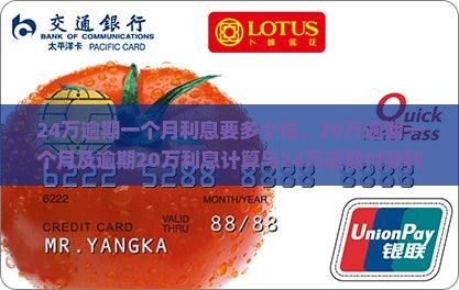 24万逾期一个月利息要多少钱，20万逾期一个月及逾期20万利息计算与24万逾期付款利息总额