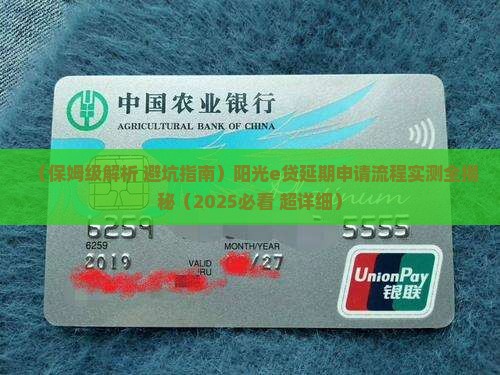 阳光e贷延期申请流程详解
