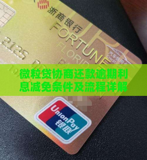 微粒贷协商还款利息减免条件及流程详解
