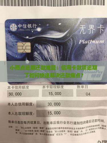 小雨点逾期还款难题：信用卡款项逾期了如何快速解决还款痛点？
