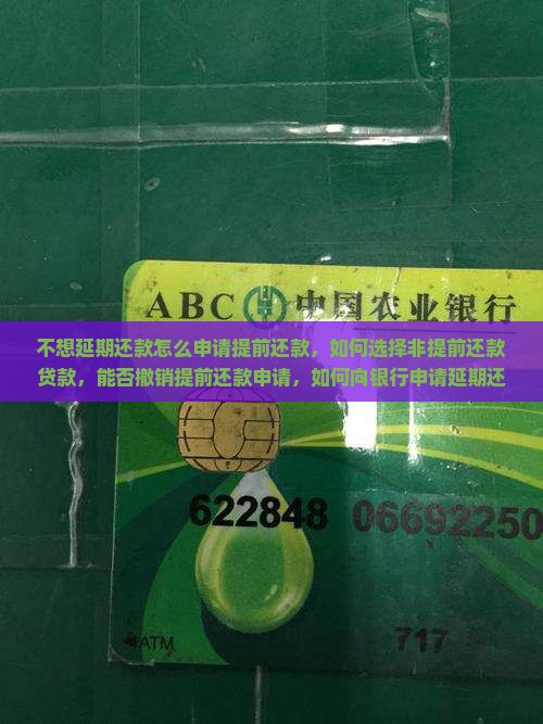 不想延期还款怎么申请提前还款