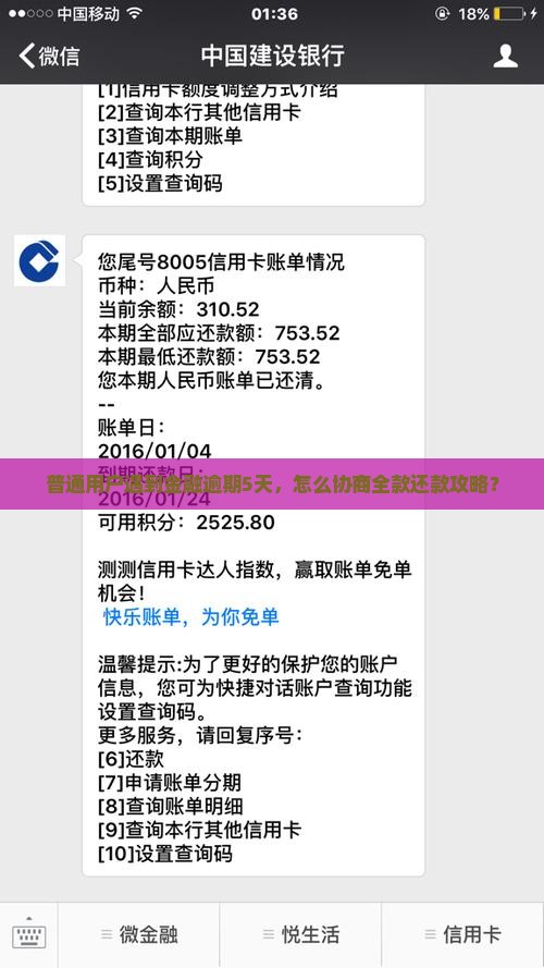 普通用户遇到金融逾期5天，怎么协商全款还款攻略？