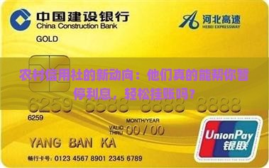 农村信用社的新动向：他们真的能帮你暂停利息，轻松挂账吗？