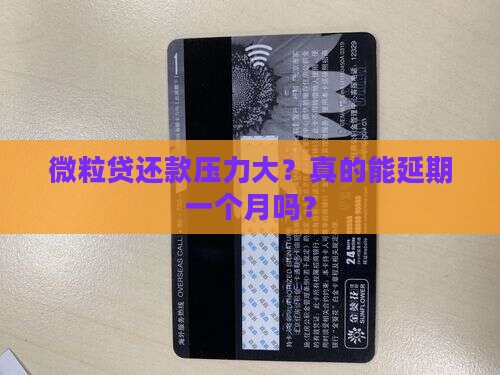 微粒贷如何延期一个月还款