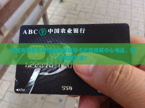 信用卡还款调解中心怎么联系