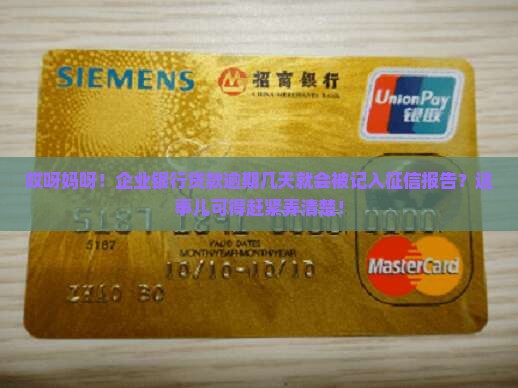 企业银行贷款逾期多少天上征信报告