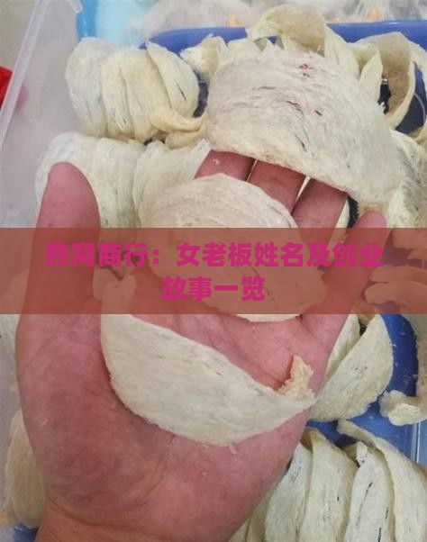 燕窝商行：女老板姓名及创业故事一览