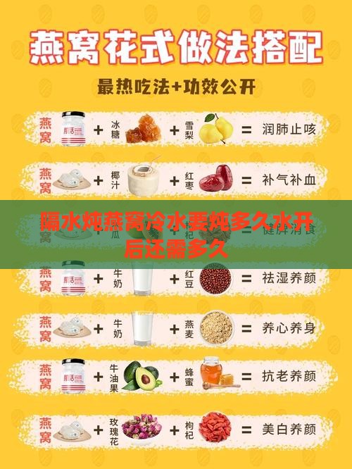 隔水炖燕窝冷水要炖多久水开后还需多久