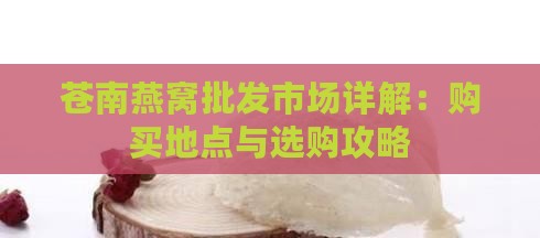 苍南燕窝批发市场详解：购买地点与选购攻略