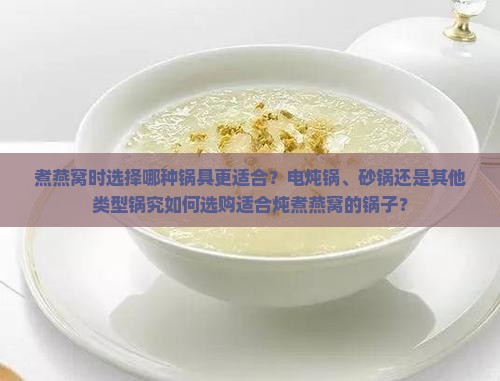 煮燕窝时选择哪种锅具更适合？电炖锅、砂锅还是其他类型锅究如何选购适合炖煮燕窝的锅子？