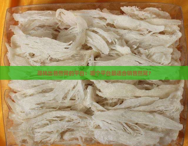 寻找出售燕窝的平台：哪个平台最适合销售燕窝？