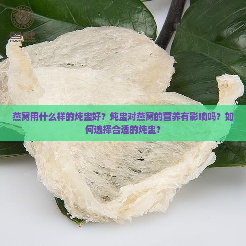 燕窝用什么样的炖盅好？炖盅对燕窝的营养有影响吗？如何选择合适的炖盅？