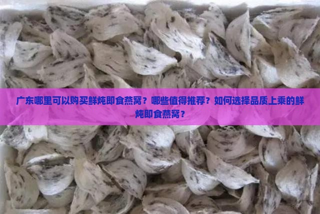 广东哪里可以购买鲜炖即食燕窝？哪些值得推荐？如何选择品质上乘的鲜炖即食燕窝？